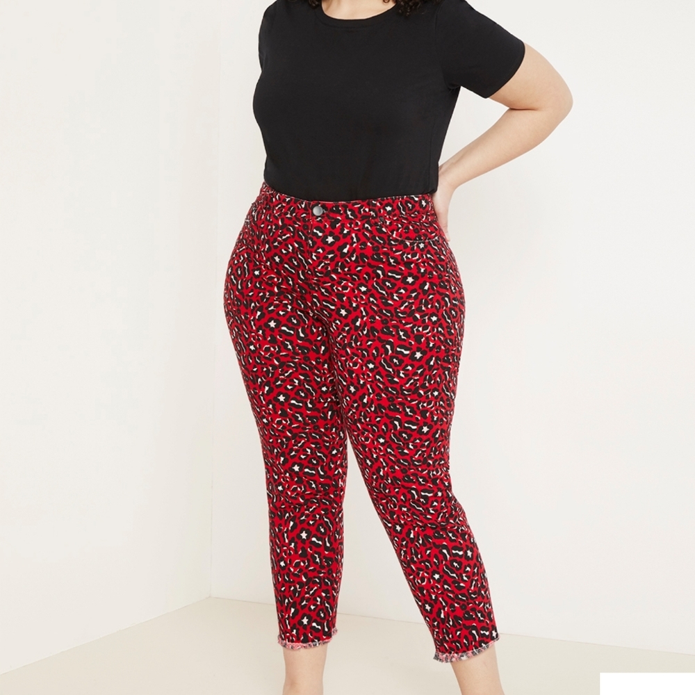 Eloquii Distressed Hot Pink Leopard Jeans